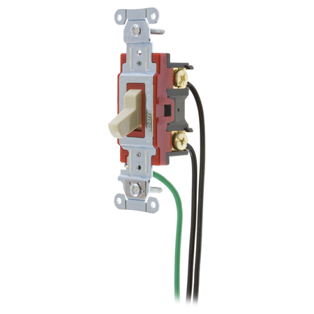 HUBBELL WIRING DEVICE-KELLEMS Hubbell- PRO Series, Toggle Switches, General Purpose AC, 4 Way, 20A 120/277VAC, Back and Side Wired, Pre-Wired with 8" #12 THHN 1224PWI